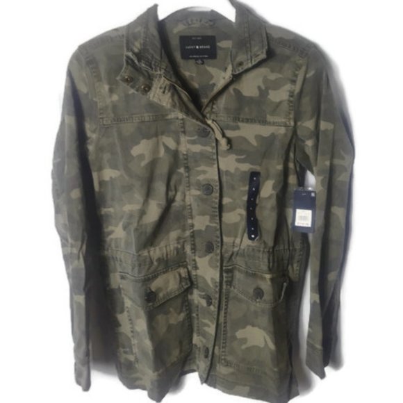 NWT Lucky Brand Womens Snap Collar Full Zip Button Down Camouflage Jacket Small - Picture 1 of 9
